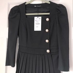 Zara box pleated blazer dress black